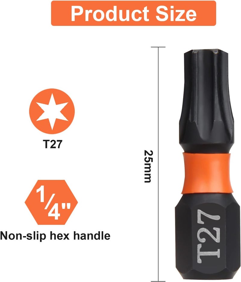 BAIDETS Pro T27 Bit Assortment - Screwdriver Bits Set 20Pcs, 25mm Length, Torx Screwdriver Bit, 1/4 Inch Hex Shank, with Storage Box - Image 2